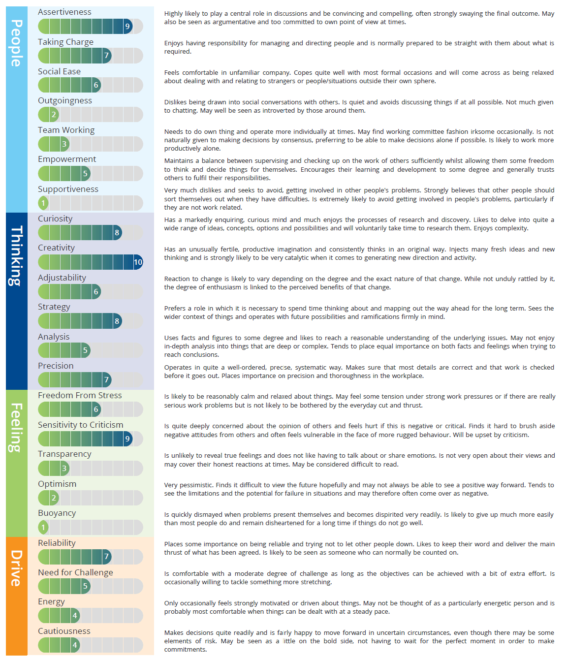 Personality Assessment Report for Recruitment HRM